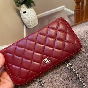 Red Quilted Chanel Lambskin WOC